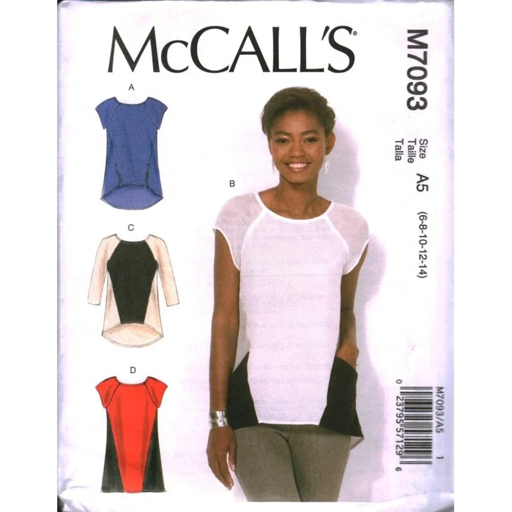 McCall's M7093 Misses Tops and Tunic Sewing Pattern Size A5 6-14 Pullover Slits